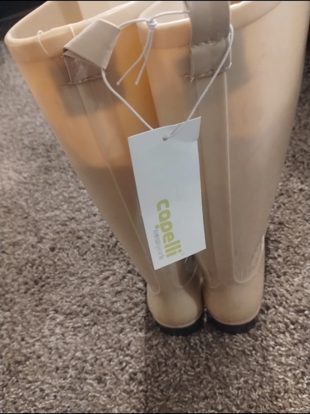 Capelli of New York Glossy Cream Knee-High Rain Boots